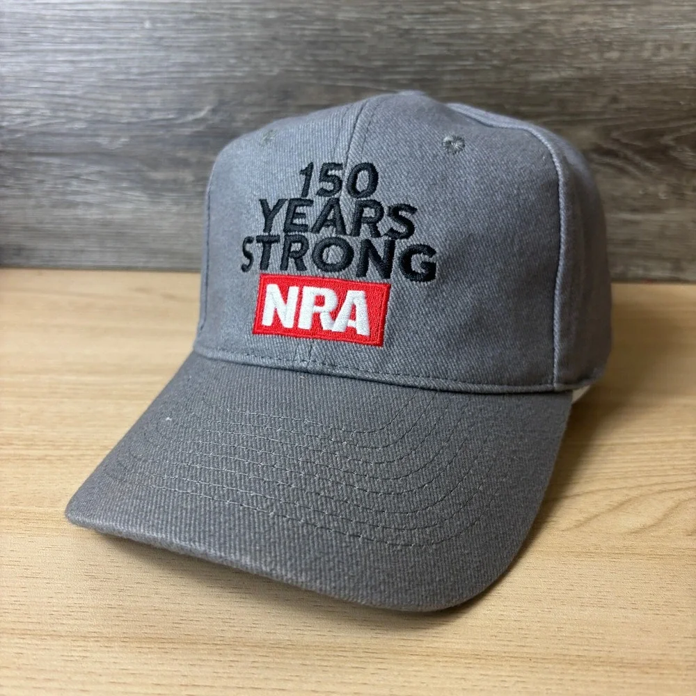 NRA Hat Cap Strap‎ Gray 150 Years Strong Adjustable